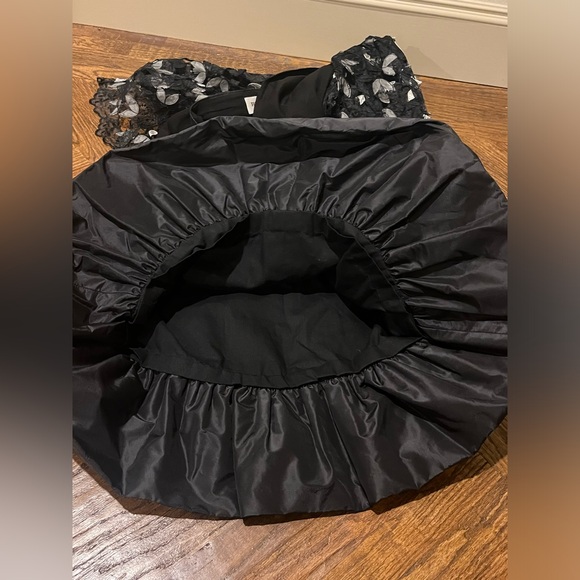 VTG 80s Richilene New York Black White Floral  Lace Bubble Formal Dress Sz 4 - Picture 7 of 8